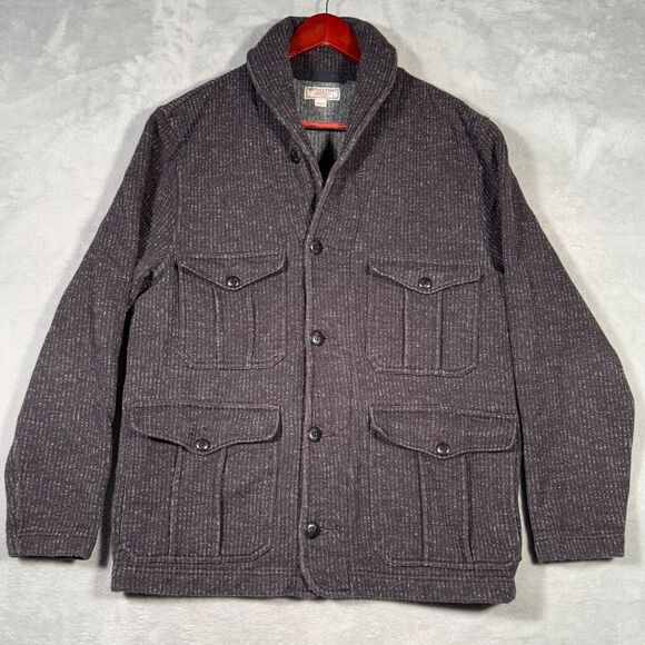 Wallace Barnes Sweater‎ Mens Large Gray Cardigan Salt Pepper Fleece - Picture 1 of 9